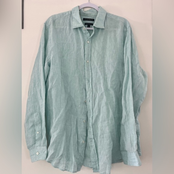 Banana Republic Other - Banana Republic Linen 100% Shirt Camden Standard Fit Light Blue Mens LARGE